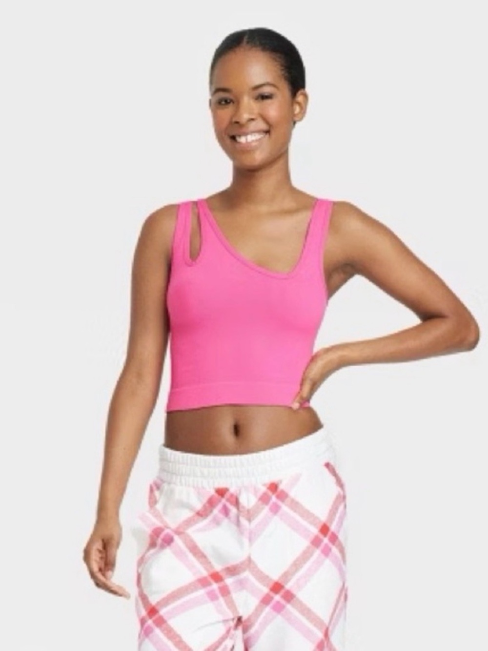 Colsie Women's Medium Pink Stretchy Crop Tank Top